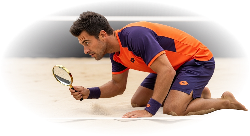 Jogador de beach tennis procurando bola